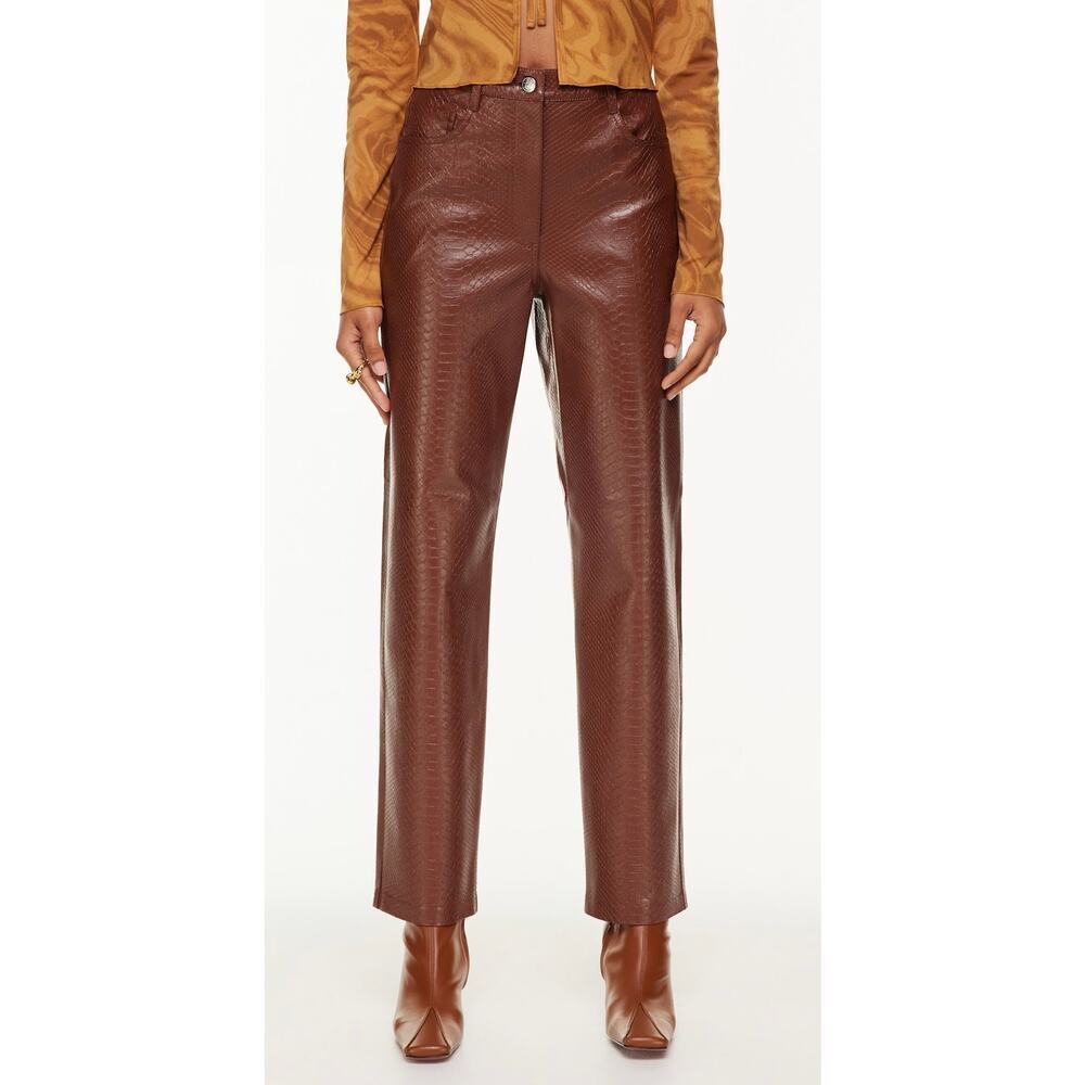 Wilfred The Melina High Waisted Vegan Leather Pants Size 4 Brown Textured